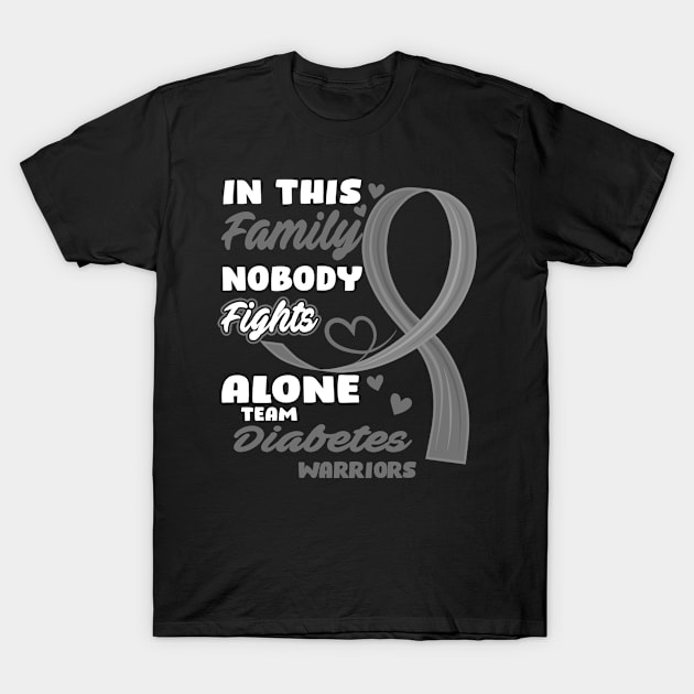 In This Family Nobody Fights Alone Team Diabetes Warriors T-Shirt by ThePassion99